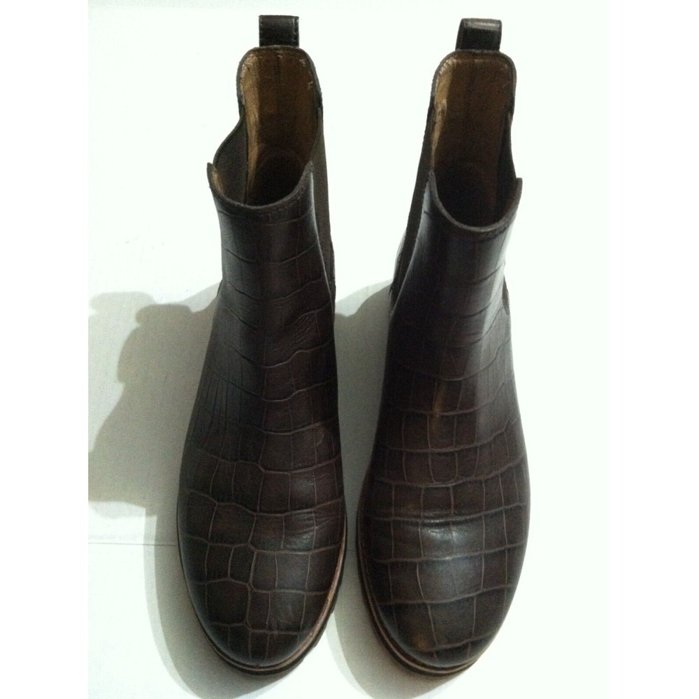 MADEWELL WOMEN'S IVY CHELSEA BROWN LEATHER CROC EMBOSSED ANKLE BOOTS SIZE: 8 - Picture 2 of 10